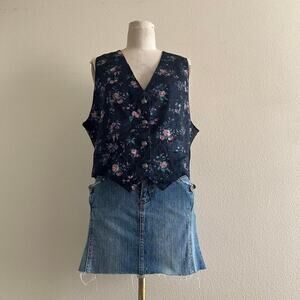 Vintage navy blue floral waistcoat